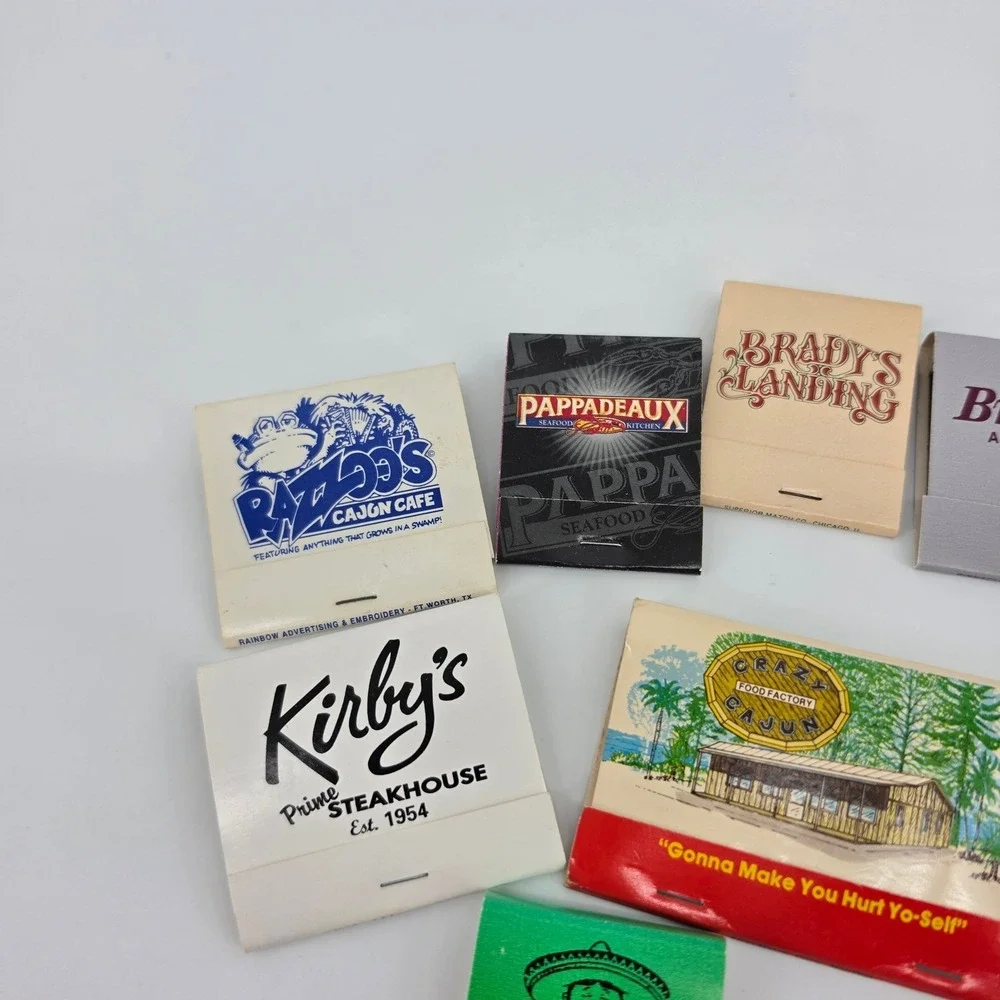 Vintage Texas Restaurant Matchbook Lot 10pc Houston Pappadeaux Kirbys Brenners